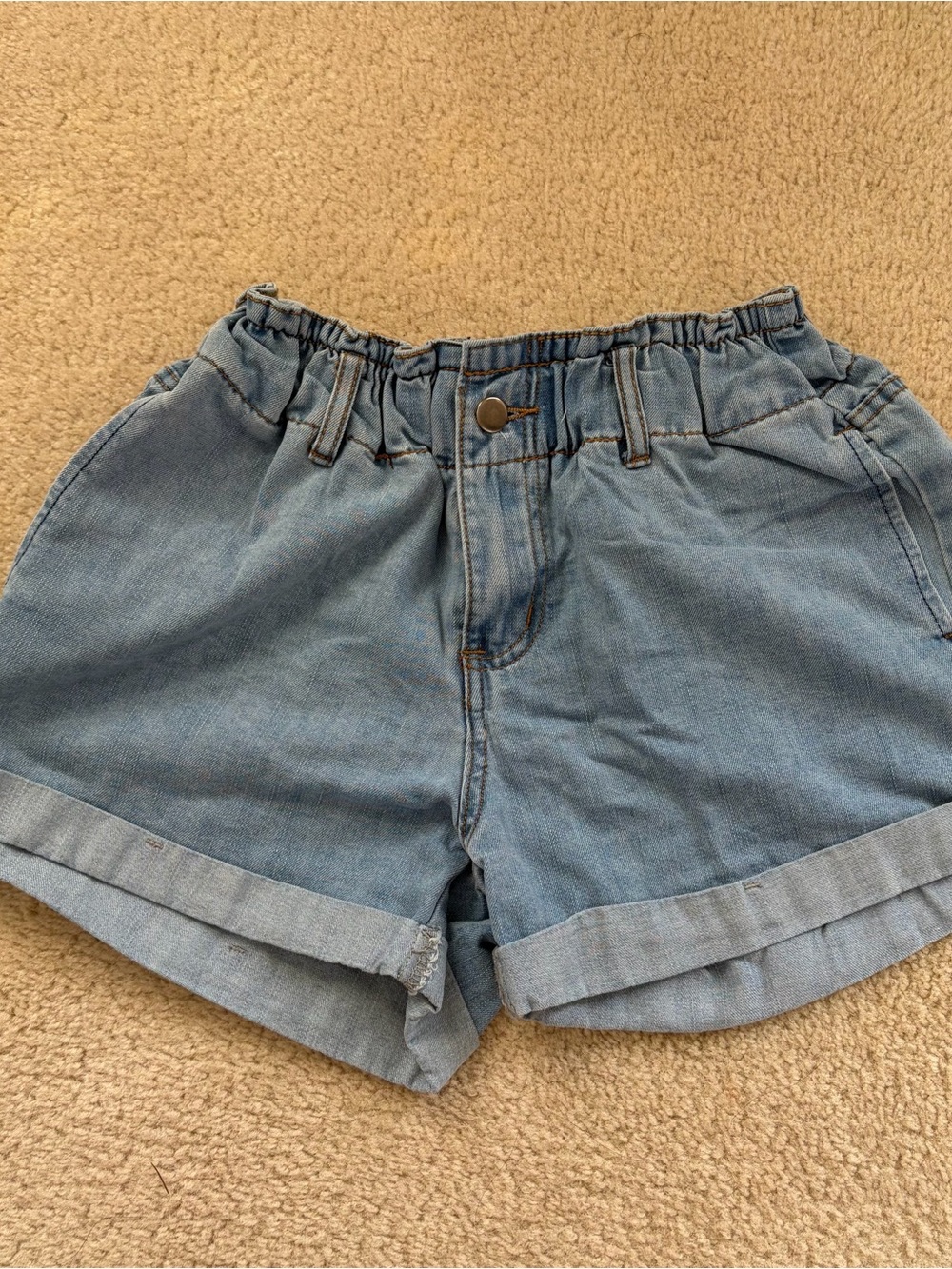 Amazon Light Blue Denim Paperbag Waist Shorts